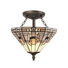 Tiffany by Tiff 2 Light 30cm Art Deco Semi Flush Ceiling Light - Antique Brass