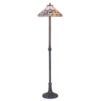 Tiffany by Tiff 2 Light 40cm Art Deco Floor Lamp - Antique Brass