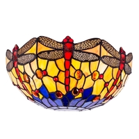 Tiffany by Tiff 2 Light Dragonfly Wall Light - Antique Brass
