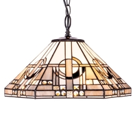 Tiffany by Tiff 3 Light 40cm Art Deco Ceiling Pendant - Antique Brass
