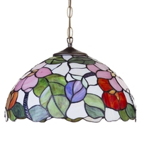 Tiffany Pendant Ceiling Light with Shade - Floral 16 Inch Multi Coloured