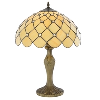Tiffany Table Lamp With Honey Shade Jewel 16 Inch Antique Brass