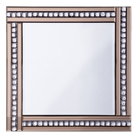 Triple Bar Square Mirror with Crystal Effect Glass - Bronze & Silver