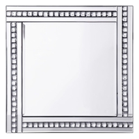 Triple Bar Square Mirror with Crystal Effect Glass - Silver