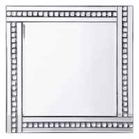 Triple Bar Square Mirror with Crystal Effect Glass - Silver