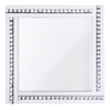 Triple Bar Square Mirror with Crystal Effect Glass - White & Silver