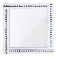 Triple Bar Square Mirror with Crystal Effect Glass - White & Silver