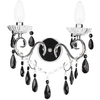 Vara 2 Light Wall Light with Black Crystals - Chrome