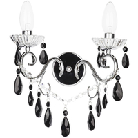 Vara 2 Light Wall Light with Black Crystals - Chrome