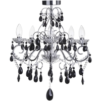 Vara 5 Light Bathroom Chandelier with Black Crystals - Chrome