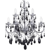 Vara 9 Light Bathroom Chandelier with Black Crystals - Chrome