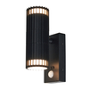 Veda 2 Light Outdoor Up and Down Wall Light with PIR Sensor - Black