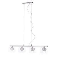 Verona 4 Light Pendant Bar with Glass Shades - Chrome