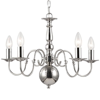 Vintage Chandelier Lyon Flemish 5 Light - Polished Nickel