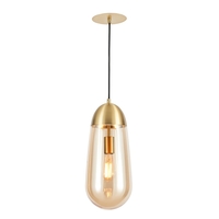 Visconte Bacoli 1 Light Ceiling Pendant with Champagne Glass Shade - Brass
