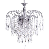 Visconte Bath 3 Light Ceiling Pendant with Crystal Droplets - Nickel