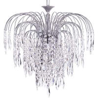 Visconte Bath 6 Light Ceiling Pendant with Crystal Droplets - Nickel