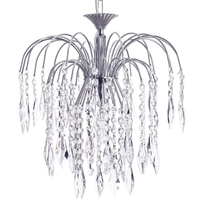 Visconte Bath Large 1 Light Ceiling Pendant with Crystal Droplets - Nickel