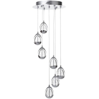 Visconte Bulla Pendant Ceiling 7 Light LED Spiral Cluster - Chrome
