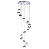 Visconte Corona 14 Light Spiral Cluster Ceiling Pendant - Chrome