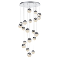 Visconte Corona 20 Light Spiral Cluster Ceiling Pendant - Chrome
