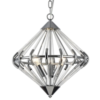 Visconte Corsica 3 Light Glass Rod Ceiling Pendant - Chrome