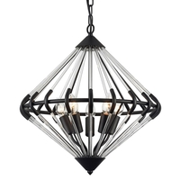 Visconte Corsica 5 Light Glass Rod Ceiling Pendant - Black