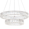 Visconte Crystal Double Hoop LED Prism Bar Ceiling Pendant - Chrome & Glass