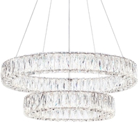 Visconte Crystal Double Hoop LED Prism Bar Ceiling Pendant - Chrome & Glass