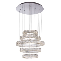 Visconte Crystal Five Hoop LED Prism Bar Ceiling Pendant - Chrome & Glass