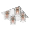 Visconte Dijon 4 Light Flush Ceiling Light with Copper Mesh and Glass Shades - Chrome