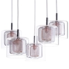 Visconte Dijon 5 Light Ceiling Cluster Pendant Bar with Copper Mesh and Glass Shades - Chrome
