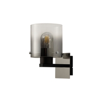 Visconte Fumo 1 Light Wall Light with Smoke Glass Shade - Chrome