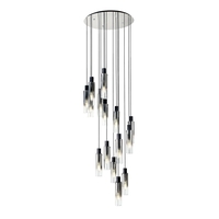 Visconte Fumo 15 Light Cluster Ceiling Pendant with Smoke Shades - Chrome