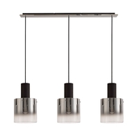 Visconte Fumo 3 Light Ceiling Pendant Bar with Smoke Shades - Chrome