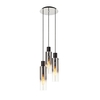 Visconte Fumo 3 Light Cluster Ceiling Pendant with Smoke Shades - Chrome