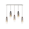 Visconte Fumo 5 Light Ceiling Pendant Bar with Smoke Shades - Chrome