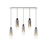 Visconte Fumo 5 Light Ceiling Pendant Bar with Smoke Shades - Chrome