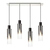 Visconte Fumo Slim 4 Light Ceiling Pendant Bar with Smoke Shades - Chrome