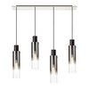 Visconte Fumo Slim 4 Light Ceiling Pendant Bar with Smoke Shades - Chrome