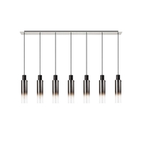 Visconte Fumo Slim 7 Light Ceiling Pendant Bar with Smoke Shades - Chrome