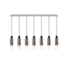 Visconte Fumo Slim 7 Light Ceiling Pendant Bar with Smoke Shades - Chrome