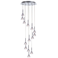 Visconte Gem Conical LED 14 Light Ceiling Cluster Pendant - Chrome