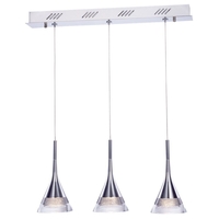 Visconte Gem Conical LED 3 Light Ceiling Pendant Bar - Chrome