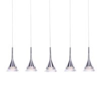 Visconte Gem Conical LED 5 Light Ceiling Pendant Bar - Chrome