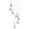 Visconte Gem Conical LED 7 Light Ceiling Cluster Pendant - Chrome