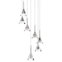 Visconte Gem Conical LED 7 Light Ceiling Cluster Pendant - Chrome