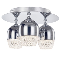 Visconte Goblet 3 Light Wine Glass Style Flush Ceiling Light - Chrome