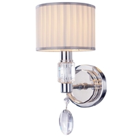 Visconte Laertes 1 Light Wall Light with Droplet and Pleated Shade - Chrome