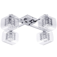 Visconte Lille 4 Light Lattice Cube Flush Ceiling Light with Glass Shades - Chrome